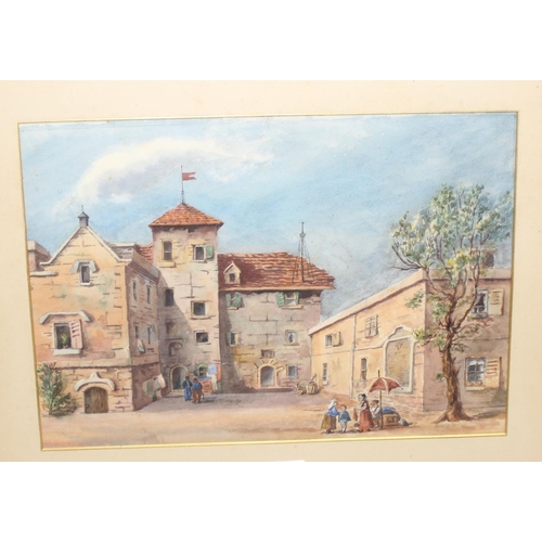 474 - M.L.S. Mackinnon (XIX), Hotel de Ville, Aix-les-Bains, Savoie, 19th century watercolour painting dat... 