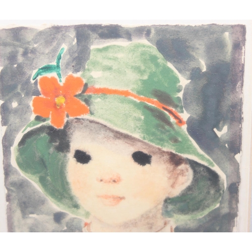 481 - A pair of retro mid-century watercolours or a young boy and girl in 1960's dress, each signed indist... 