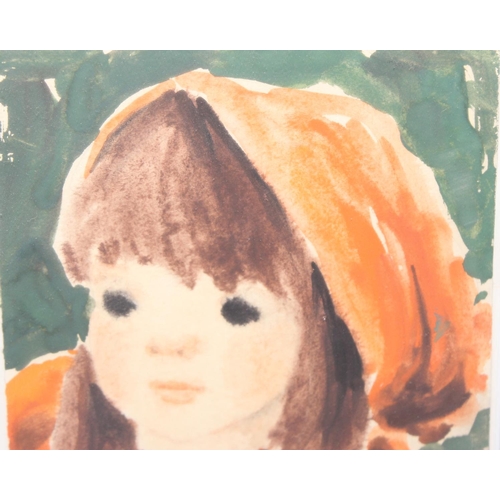 481 - A pair of retro mid-century watercolours or a young boy and girl in 1960's dress, each signed indist... 