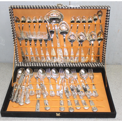 1064 - Vintage 12 setting silver plated kings pattern cutlery set approx 3.5kg