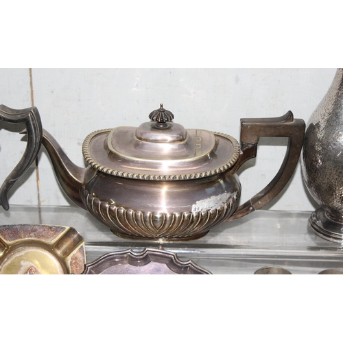 1069 - Qty of antique and later silver plate to include teapots, candlesticks and ashtrays approx. 4.5kg