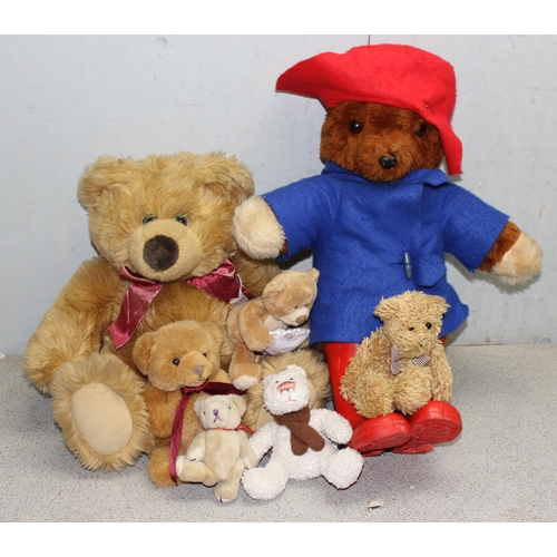 1514 - Qty of stuffed teddy bears to include a Paddington bear