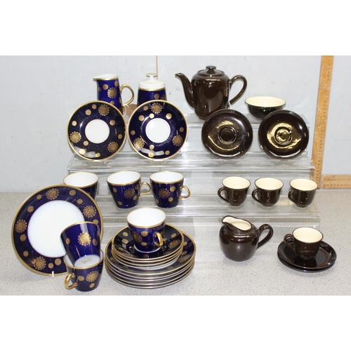 1750 - Qty of West German pottery to include dark brown coffee set and Lichte coffee set