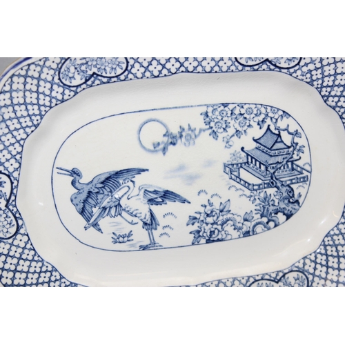 1753 - Blue and white 'Orient' part dinner service to terrines and meat platters