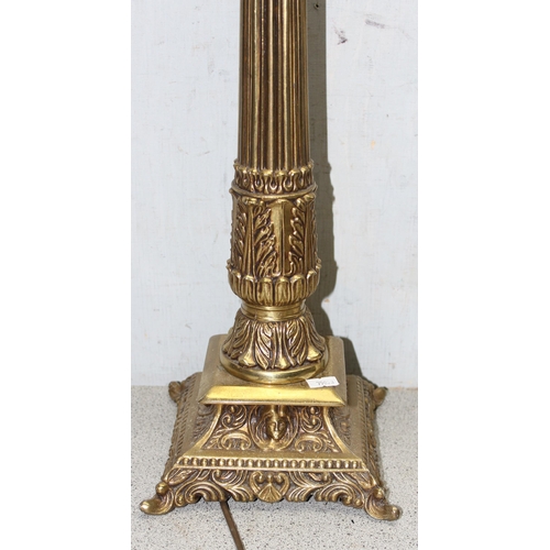 246 - 3 lamps of differing designs to include 2 brass antique style lamps and 1 alabaster table lamp, tall... 