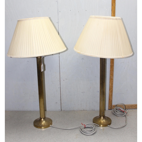 250 - Pair of brass Corinthian column lamps, approx 80cm tall