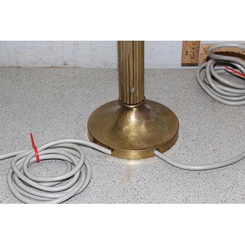 250 - Pair of brass Corinthian column lamps, approx 80cm tall