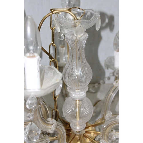 259 - Large vintage French style chandelier with pear-shaped crystal drops, 5 light fittings on the top, 1... 