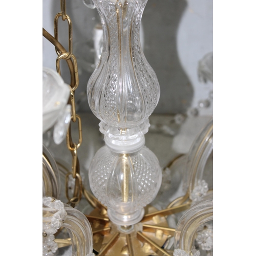 259 - Large vintage French style chandelier with pear-shaped crystal drops, 5 light fittings on the top, 1... 