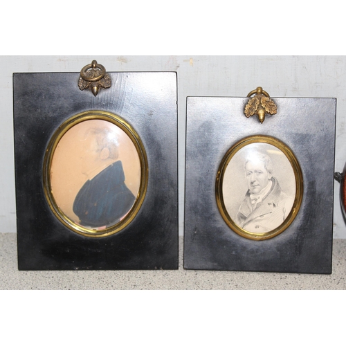 423 - 7 assorted antique and later portraits miniatures, one with frame stamped for W. Hill of Birmingham