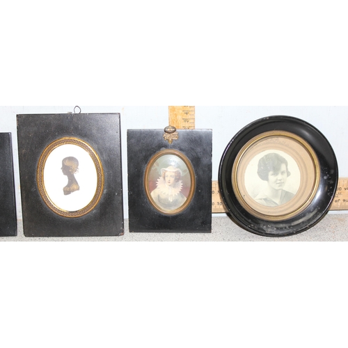 423 - 7 assorted antique and later portraits miniatures, one with frame stamped for W. Hill of Birmingham