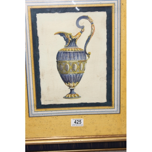 425 - Antique style framed print of a classical urn approx. 54cm x 62cm