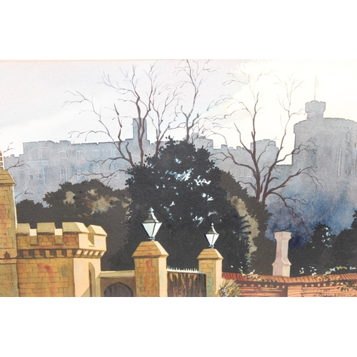 436 - Michael Vicary (British xx) Watercolour of lodge and castle at Windsor signed lower right with infor... 