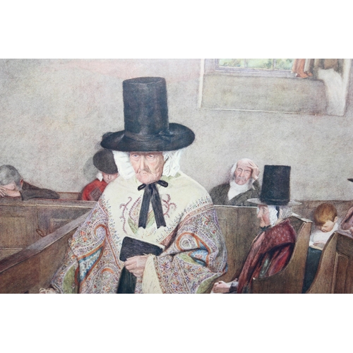 442 - Salem 1908 figurative framed art print by Sydney Curnow Vosper, approx 73cm x 75cm