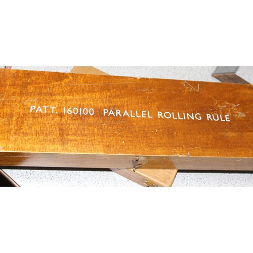 651 - Qty of measuring tools and others to include a Patt. 160100 parallel rolling rule, a set of small vi... 