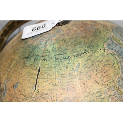 660 - Vintage Phillips terrestrial globe circa 1960's