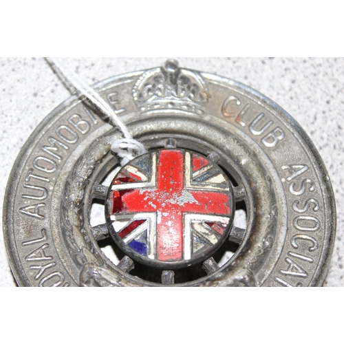 703 - 2 car badges, one for the AA and one for a Royal Automobile Club associate RAC