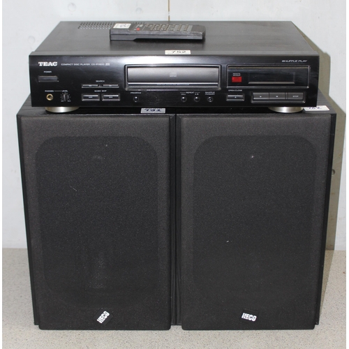 752 - TEAC compact disc player CD-P1160D and a pair of Interior 220S speakers