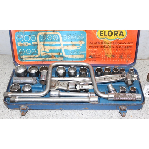 804 - Elora socket set & small Marples bench vice