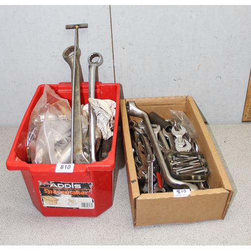 810 - Large qty of spanners and sockets to include 'King Dick' and 'Carrington'