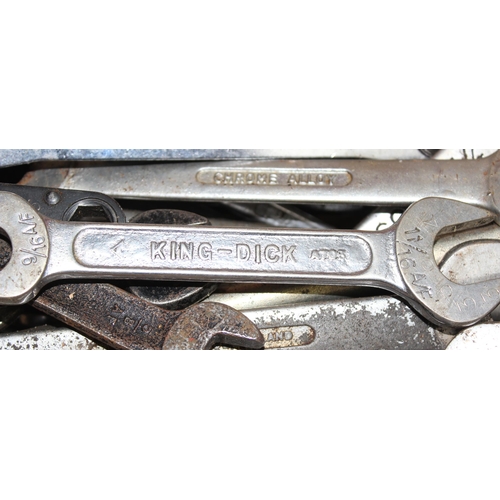 810 - Large qty of spanners and sockets to include 'King Dick' and 'Carrington'