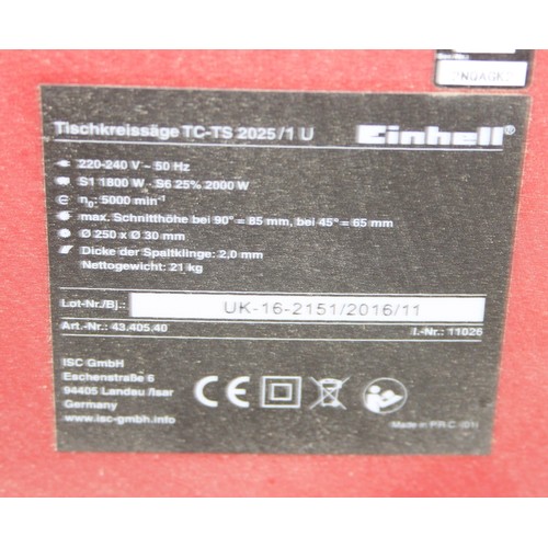 829 - 5 Circular saw blades of varying makes and sizes and an Einhell TC-TS 840 2025/1U bench saw