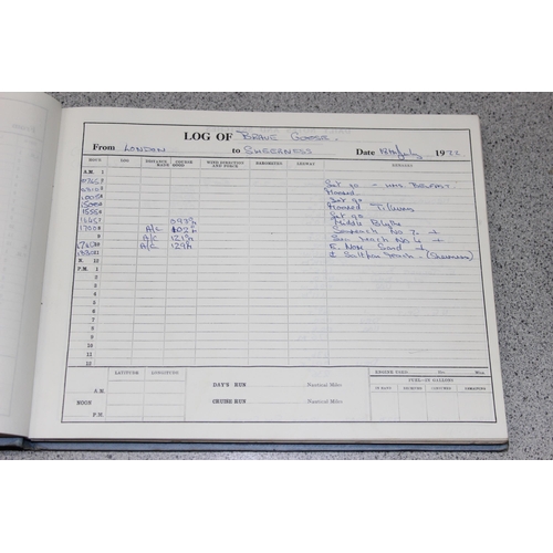 550 - Vice-Admiral Sir Frederick Donald Gosling, 2 Weymouth logbooks for the Brave Goose 1972-1974, a Roya... 