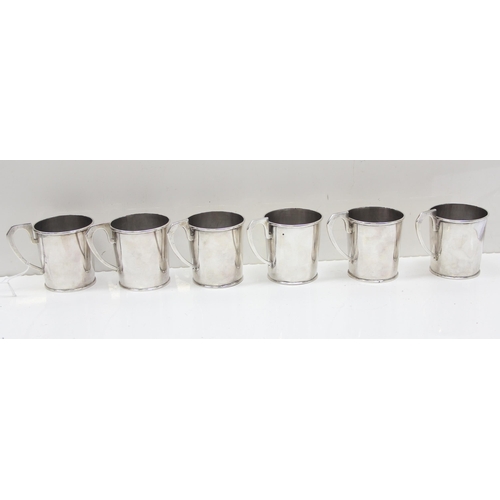 1092 - A set of 6 silver glass holders, all unmarked but XRF testing approx 90% pure, approx 813.83g gross