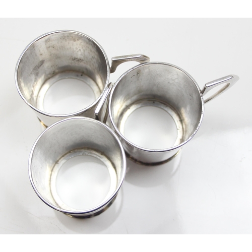 1092 - A set of 6 silver glass holders, all unmarked but XRF testing approx 90% pure, approx 813.83g gross