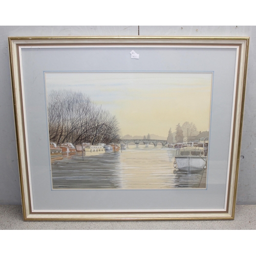 464 - Brian Elks watercolour of the River Thames at Maidenhead, Valerie Petts limited edition print and a ... 