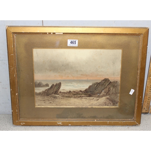 465 - 3 antique gilt framed watercolours, the largest approx 54cm x 41cm