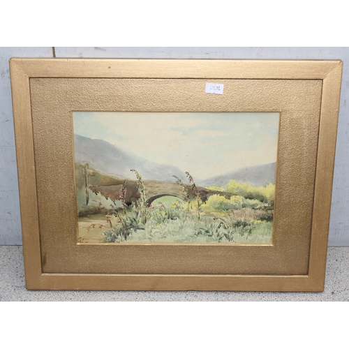 465 - 3 antique gilt framed watercolours, the largest approx 54cm x 41cm