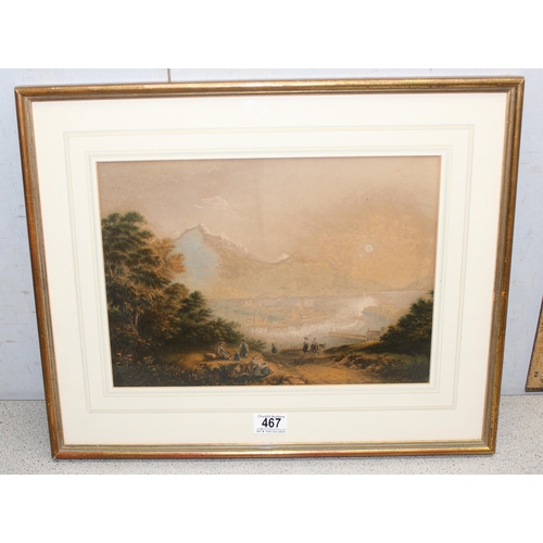 467 - An antique print of Lake Lucerne by G. Baxter, dated 1857, approx 52cm x 43cm inc frame