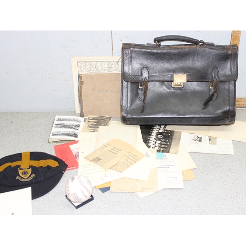 541 - Qty of mixed ephemera to include photographs, model aeroplane schematics and a school report book fr... 