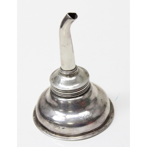 1035A - An Irish Georgian silver wine funnel, marks rubbed but possibly 1805, approx 12cm tall, approx 67.54... 