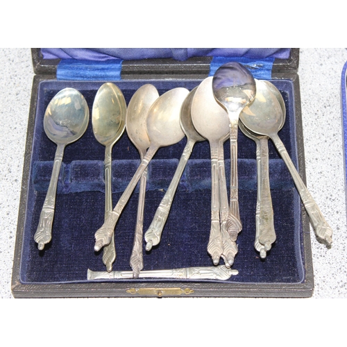 1065A - Qty of assorted vintage silver plated items to inc a silver plate tea set, a number of boxed cutlery... 