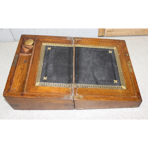 289 - Mahogany brass bound writing slope approx. 30cm x 22cm x 15cm