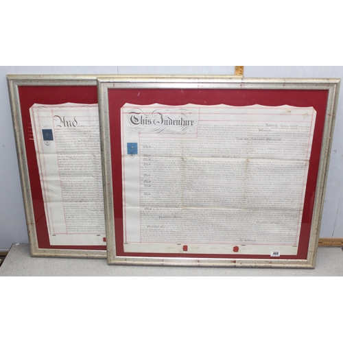 468 - A large 19th century framed vellum indenture or legal document for the watchmakers firm Thomas Hewit... 