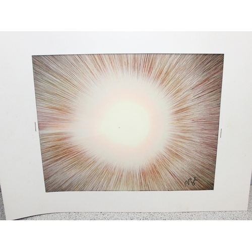 469 - 6 unusual spin art paintings in the manner of Damien Hirst, all indistinctly signed, each approx 36c... 