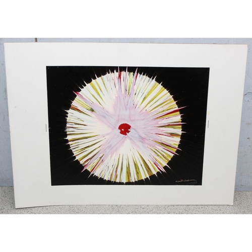 469 - 6 unusual spin art paintings in the manner of Damien Hirst, all indistinctly signed, each approx 36c... 