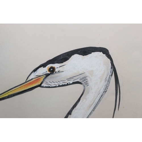 470 - Tony Hart (British 1925-2009), a mixed media original artwork of a Heron wading, titled 