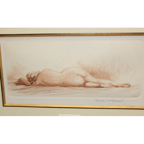 499A - After Jean Auguste Vyboud (1872 - 1944), a gilt framed print of a female nude, indistinctly signed i... 