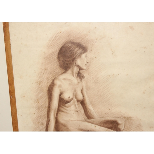 499B - Alexander Hodgkinson (1912-1984), nude female in a pose, pastel study, unsigned but annotated verso,... 