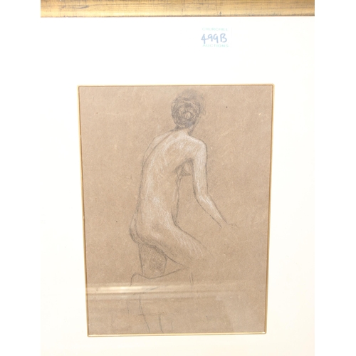 499B - Alexander Hodgkinson (1912-1984), nude female in a pose, pastel study, unsigned but annotated verso,... 