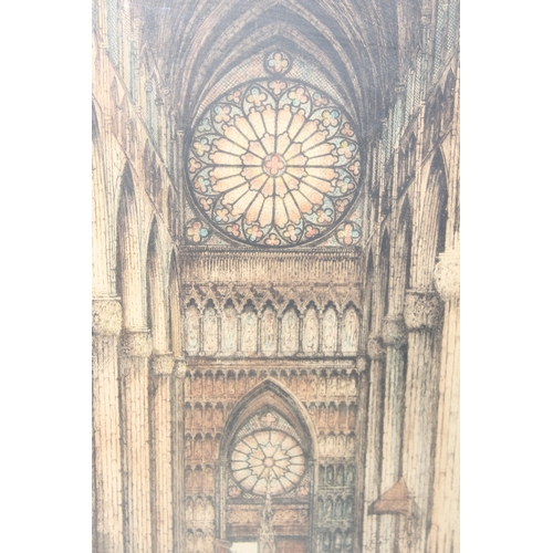 499G - A large antique etching of a cathedral, indistinctly signed and titled in pencil, approx 72cm x 50cm... 