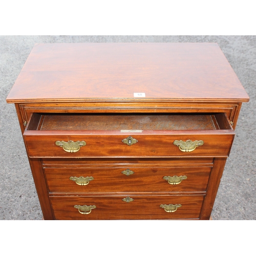 68 - A 19th century mahogany 4 drawer chest of drawers or bachelor's chest with unusual slide our desk or... 