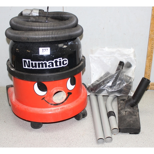 827 - Henry hoover with accessories and a dust extractor