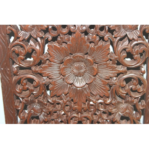 102 - A pair of Oriental carved wooden panels, approx 92cm x 35cm