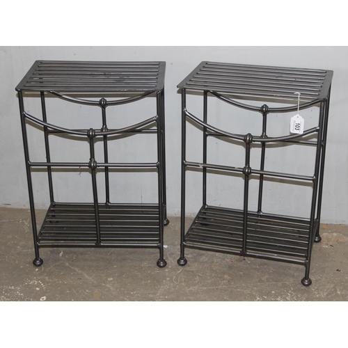 103 - A pair of industrial style metal bedside tables or end tables, each approx 42cm wide x 30cm deep x 6... 