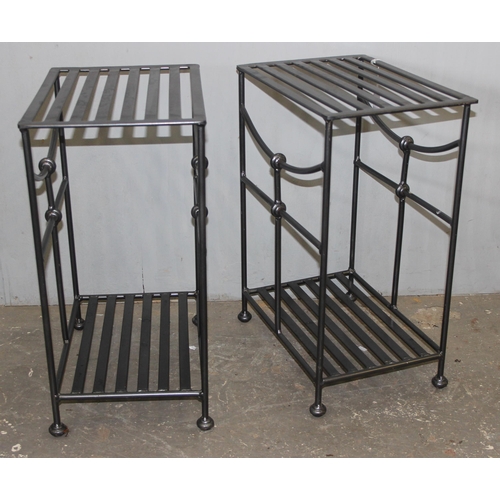 103 - A pair of industrial style metal bedside tables or end tables, each approx 42cm wide x 30cm deep x 6... 